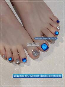 annies 5g Summer Deep Sea Sky Blue Cat Eye Sparkling Sequins Nail Polish Gel Set Semi Permanent Soak Off LED UV Nail Salon DIY 1pc/2pcs
