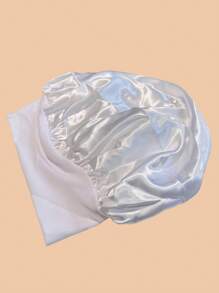 1 件装缎面宽条纹弹性头带护发帽女士 - 白色 - 查看 11