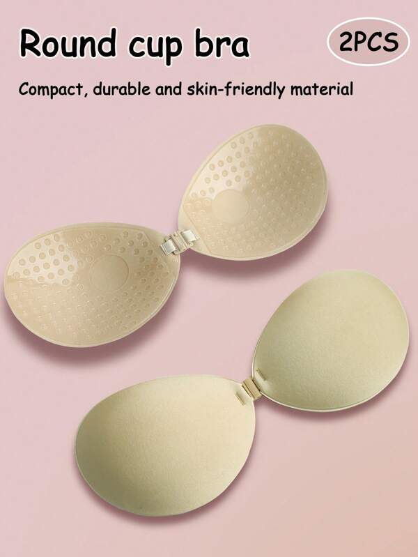 2 Pairs Of Adhesive Bra Breast Pads, Round Cup Style Fits Snugly To The Chest, Suitable For Backless Clothing And Bra Accessories