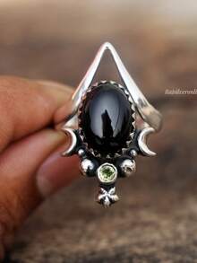 1 pieza Anillo de estaño antiguo de estilo gótico con forma asimétrica de gota de agua y rubí único, adecuado para fiestas, reuniones, salidas y diversión