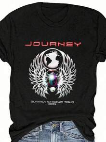 Angel Print Fashion Summer Short Sleeve T-Shirt Bad INFLUENCE TRUST NO ONE BELIEVE IN YOURSELF Graphic Tees Women Tops - màu đen - Xem 2