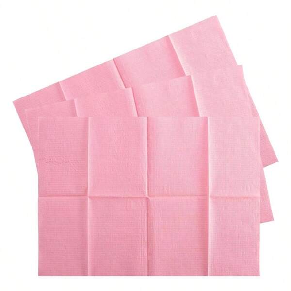 75pcs Dental Bibs Disposable Disposable Dental Bibs Dentist Tattoo Bibs Pink Dental Bibs For Nails Patient Bibs Pink Towels Tattoo Table Covers Dental Pads Mats Paper Sheets Lash Supplies