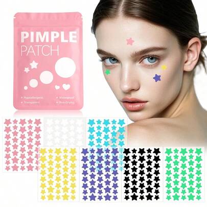 2240片星形贴纸（7种颜色），面部贴纸 - 无香料，无防腐剂 - 男女通用，适合所有肤质，无香料，不含其他成分 1400/1120/560/280/40片