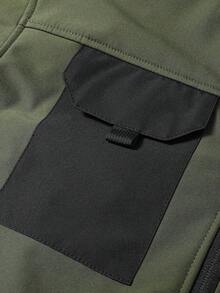 Men's Hooded Fleece Lined Sports Jacket, Outdoor Casual Colorblock Windbreaker With Multiple Pockets, Ideal For Outdoor Activities, Fashion & Versatile, Autumn/Winter