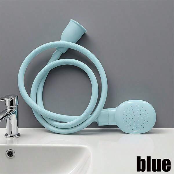 1pc Pet Shower Head With Expandable Hose - ABS Material Handheld Shower Head, Portable Faucet Attachment For Pet, Kid Shampoo And Vegetable Rinsing - Durable Plastic Handheld Shower Head