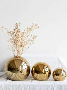 Christmas A Lightweight Golden Spherical Luxury Vase, Suitable For Placement In Living Rooms, Dining Rooms, Offices, Hallways, Etc. It Is Suitable As A Birthday Gift Or Graduation Gift. Home Decor Gift For New Year - Gold - View 7