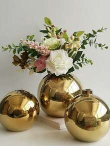 Christmas A Lightweight Golden Spherical Luxury Vase, Suitable For Placement In Living Rooms, Dining Rooms, Offices, Hallways, Etc. It Is Suitable As A Birthday Gift Or Graduation Gift. Home Decor Gift For New Year - Gold - View 9