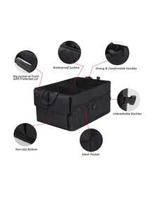 Organizador Cajuela Regalo Navidad Maletero Plegable Almacenamiento Multiple Compartimiento Exterior Interior Impermeable SUV Auto Carro - Negro - Ver 3