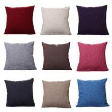 Ins Style Solid Color Pillow Case Set, Natural Linen Cotton, Machine Washable, No Dye, Suitable For Homestay/Cafe/Home Decor