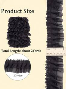 2/5/10Yards Double-Layer Pleated Chiffon Lace Trim 5cm Wide 2-Layer Gathered Ruffle Trim Edging Tulle Trimmings Fabric Ribbon Jacquard Lace For DIY Sewing Crafts Pillowcase Embellishments