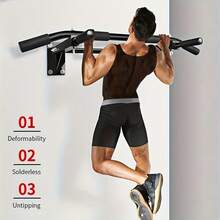 All Metal Household Wall Mounted Pull-Up Device, Requiring Drilling Installation, Fitness Single And Double Bars, Fitness Rings, Home Fitness Equipment, Used For Upper Limb Muscle Training, Core Muscle Exercise, And Multi-Functional Full Body Muscle Exercise - Black Wall Pull-up Rack - View 5