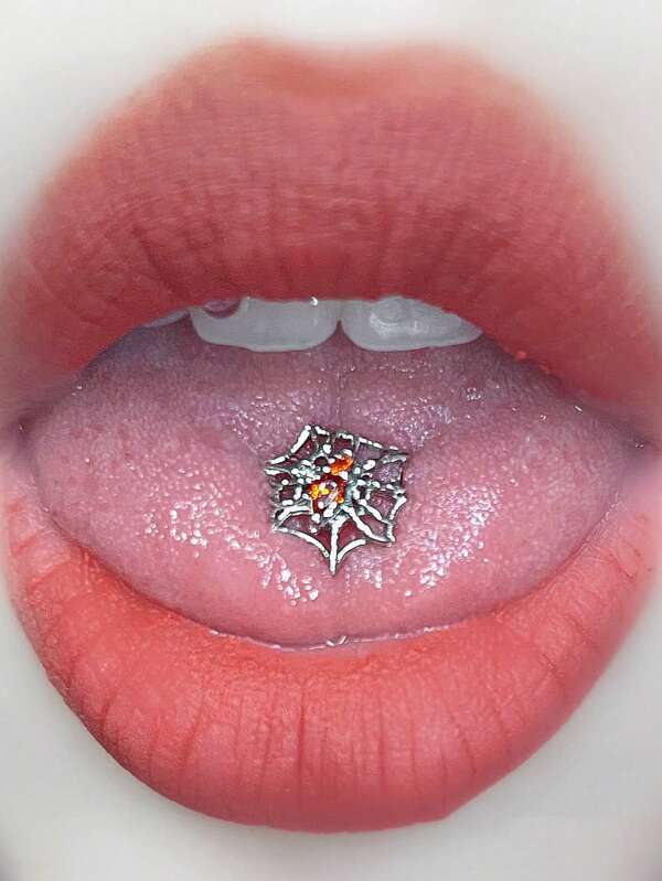 Piercing de langue en acier de titane en forme d'araignée, anneau de langue sexy, polyvalent pour Halloween et port quotidien