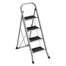 SONGMICS Step Ladder, 4-Step Ladder, Folding Ladder, Lock, Space-Saving Storage, Holds Up To 150 Kg, Grey - Grey - View 7