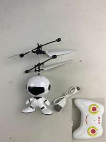 1 件儿童遥控智能感应机器人，防震材质，红外遥控，遥控机器人玩具，带手势传感器的塑料飞行玩具，带 LED 灯的红外互动教育玩具，适合男孩和女孩（带遥控版和不带遥控版，人工涂装不均匀，因手工测量，测量结果略有误差）