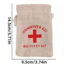 1/20/50pcs Hangover Kit Burlap Bags, Canvas Bags, Emergency Survival Kit Pouches, Wedding Wedding Favor Holder Bag, Red Cross Linen Gift Bags, For Bachelor/Bachelorette Party Supplies, Mother's Day Graduation, Recovery Event Party Decor, Creative Small Gift, Holiday Accessory, Birthday Party Supplies, Birthday Gift, Art Craft Ornament Gift, Wedding Decor - Khaki - View 4