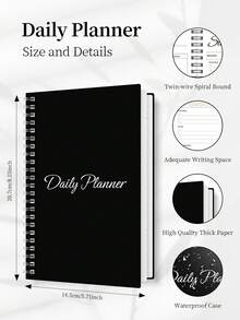 Trees Women's Undated Weekly Planner Notebook, Daily Schedule Spiral Bound Goal Planner With Habit Tracker - Black - View 6