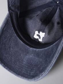 1 件时尚百搭可爱卡通猫刺绣棒球帽，复古水洗牛仔男女通用棒球帽，春季 - A - 查看 9