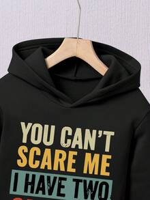 Tween Boy Cartoon Print Warm Hoodie And Sweatpants Set