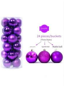 24 piezas/Caja Bolas de Navidad Mini de 4 cm/2.9 cm, Adornos colgantes a prueba de roturas para Navidad, cumpleaños, San Valentín, fiesta de bodas, hogar, oficina, exterior, árbol de Navidad, crear ambiente navideño, regalo de Navidad
