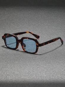 1 副男士复古矩形百搭时尚眼镜，适合户外、骑行、海滩和派对，重返校园时尚学院风 - 彩色 - 查看 16