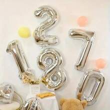 Kit 2 - 32 Inch Metallic Number Balloon 70 CM Balloon Balloons For Birthday Parties Decorations Silver - Silver - View 1
