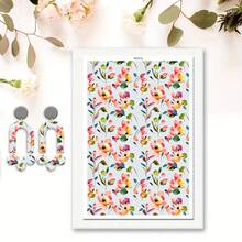 1 coală de hârtie de transfer pentru lut polimeric, imitație de marmură retro abstract flori lut transfer hârtie pentru cercei din lut polimeric, vintage flori margarete transfer hârtie lut bijuterii pictură în ulei bijuterii - Multicolor - Vizualizare 15