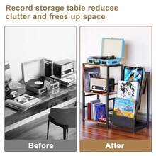Record Player Stand Turntable Stand With Vinyl Storage Record Player Table Storage Up To 200+ Albums Record Player Cabinet With 3Tier Vinyl Display Audio Media Living Room Table - như hình ảnh - Xem 6