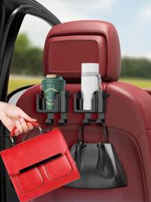 1 件装黑色多功能汽车挂钩杯架储物盒座椅靠背手机饮料架收纳盒 - 黑色 - 查看 3