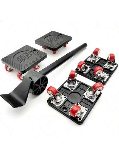 Set de 5 rodillos para mover muebles de uso pesado, ruedas para mover refrigeradores, lavadoras y muebles, rodachinas giratorias multifuncionales de fácil movimiento, elevadores de muebles portátiles de plástico