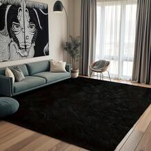 Large Rugs For Bedroom,Thick Pile Fluffy Rugs For Living Room, Thick And Durable RugsRug Decoration Suitable Bedroom, Minimalist Style Rug Decoration Suitable Living Room , Modern Soft Rugs For Living Room, Available In Various Sizes, Elegant Home Decor, Soft Textured Cushions. - Black - View 2