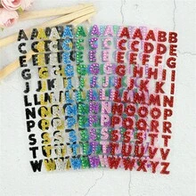 Nhãn dán chữ cái pha lê lấp lánh tự làm thiết kế tên thủ công vật dụng làm sổ lưu niệm trang trí điện thoại máy tính - Nhãn dán tự dính từ tiếng Anh A-Z - Nhiều màu - Xem 2