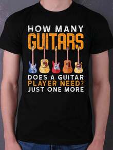 Guitar Tees, Cotton Shirt, High- Performance Cotton Blend, Men Graphic Tees, Comfortable For Group Runs Or Solo Jogs In The Park,100 Percent Cotton Shirts, Black Street Graphic Tees, Men's T-Shirt, Funny Graphic Vintage T Shirts,S-XXXL - Đen-1 - Xem 1