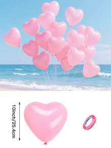10-200pcs 10 Inch Pink Heart Shaped Latex Balloons, Suitable For Valentine's Day, Birthday, Wedding, Anniversary, Theme Party, Engagement, Home Decor, Party Supplies