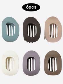 6 件经典纯色扁平椭圆形大发夹，精致设计，适合盘发、发髻、马尾辫，日常休闲、运动、购物、派对、通勤，多功能发饰，感恩节、情人节、生日、爪夹、发夹、发夹、发夹、鳄鱼发夹、学校用品的理想礼物