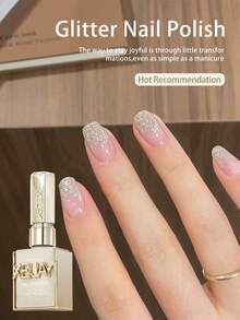 XEIJAYI 1 Bottle Holographic Nail Polish, Shimmery Reflective, Removable UV/LED Manicure, Formula, Suitable For Home And Salon Use, Spring Season Nails - Silver - View 5