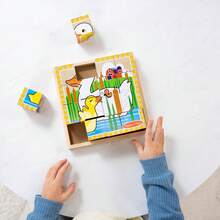 & Doug Rompecabezas de Cubos Animales de la Granja, Seis Rompecabezas en Uno, Juguete de Madera, Juguete de Desarrollo (16 Cubos y Bandeja) - Sólo en inglés - Ver 2