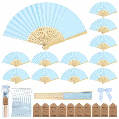 50/25/5件/套，粉色木质折扇配礼品袋感谢卡套装，感谢卡，新娘竹制手持折扇，单身派对婚礼新娘送礼会装饰，伴娘竹制手持折扇，单身派对拍照道具，伴娘礼物和婚礼装饰，完美的婚礼礼物，婚礼装饰，非常适合派对和活动，完美的夏季配饰，女士折扇