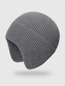 1pc Men's Thick Knit Ear Warmer Beanie Hat, Warm Winter Outdoor Windproof Cap, Suitable For Autumn/Winter Men's Winter Clothing