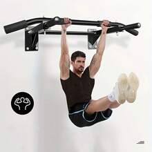 All Metal Household Wall Mounted Pull-Up Device, Requiring Drilling Installation, Fitness Single And Double Bars, Fitness Rings, Home Fitness Equipment, Used For Upper Limb Muscle Training, Core Muscle Exercise, And Multi-Functional Full Body Muscle Exercise - Black Wall Pull-up Rack - View 4