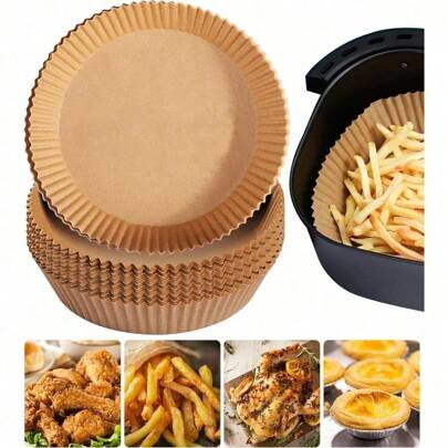 125 Pcs 6.3 Inch Round Air Fryer Liners - Pre-Cut Parchment Paper Sheets For 2-4.5 QT Baskets & Toaster Oven, High-Temperature Resistant Non-Stick Cooking Paper With Quick Release Technology, Oil-Proof Microwave Safe Baking Sheets For Even Heat Distribution (125 Count Pack)