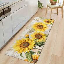 1/2 件向日葵厨房装饰地毯套装，农舍乡村厨房地毯和垫子，防滑可洗吸水厨房垫，适用于地垫、浴室垫、入口垫、卧室垫、客厅垫 - 黃色 - 查看 7