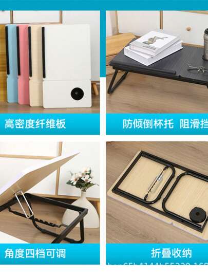 Adjustable Laptop Desk, Foldable Bedside Table, Portable Lap Bureau Dorm, Study, Office, om view 3