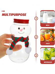 6pcs/2pcs Christmas Candy Storage Jars - Christmas Tree, Christmas Gingerbread Man Juice Bottles, Christmas Snowman Juice Bottles. Made Of High-Quality Plastic, Durable, Portable, And Carefully Designed In Christmas Tree, Gingerbread Man, And Snowman Shapes. - Transparent - View 5