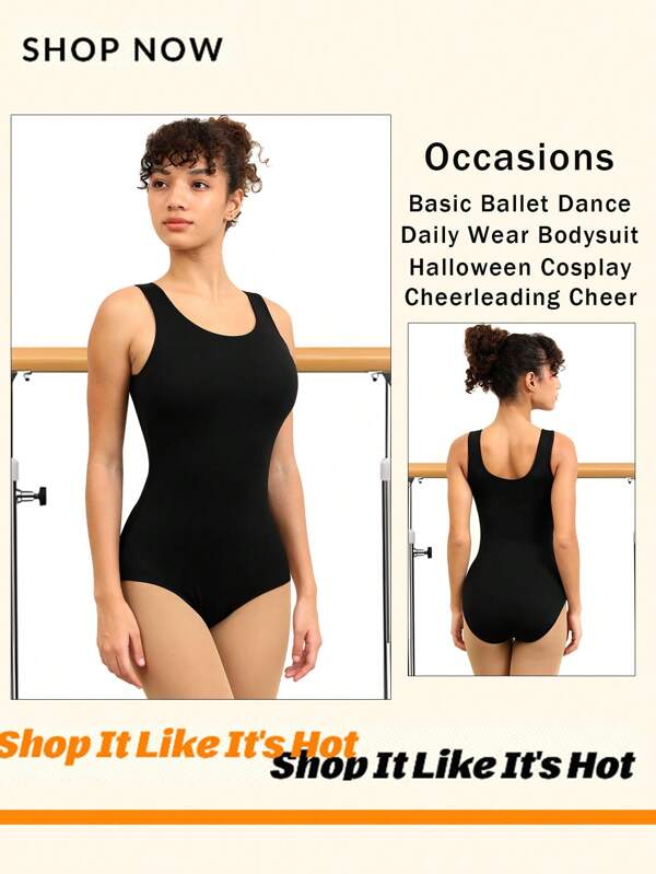 Women's Halloween Cosplays Team Basic Sleeveless Camisole Ballet Dance Leotard For Adult Gymnastics Dance Practice Daily Wear Cheerleading Team Tank Tops With Soft Front Lining Ballet Clothes Bodysuits Dance Leotards