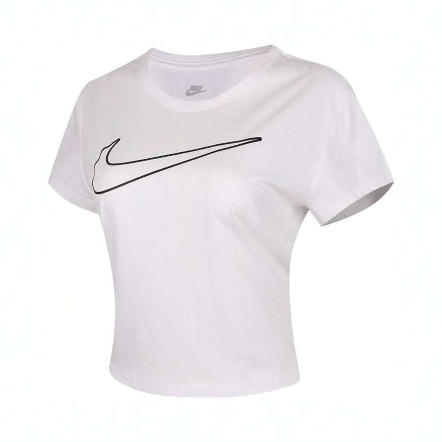 Nike 女士 AS W NSW CLUB SS TEE HBR MD 短袖 T 恤，针织圆领，THV5003-100 - 白色 - 查看 1