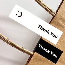 10张方形感谢贴纸，简约笑脸礼品封口贴纸，包装袋封口贴纸，不干胶标签 - 彩色 - 查看 4