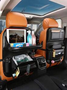 1pc Car Seat Back Storage Organizer Rack, Foldable Tray - Multifunctional Car Storage Box, Large Capacity Organizer Bag, Adjustable Straps, Easy Installation, Extendable Bottom, Various Storage Options, Keeps Car Interior Tidy And Durable, Easy To Clean - Multicolor - View 11