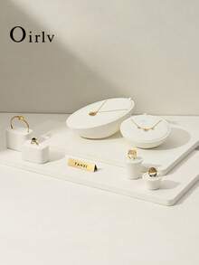 Oirlv 全白色高端珠宝展示道具，奢华项链、戒指手链展示柜，珠宝展示架，适合男女情侣戒指、手链、项链及商场展示。 - 米色 - 查看 4