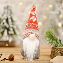 1pc Christmas Decoration Snowflake Knitted Hat Forest Gnome Figurine, Creative New Faceless Doll - Multicolor - View 11