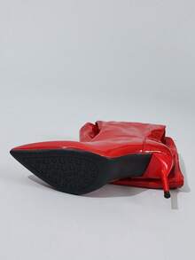 Damen Spitze Glänzende Stiletto High Heel Overknee Stiefel, modische vielseitige elastische Skinny Stiefel, sexy Party Oberschenkel-Hohe Stiefel - Rot - Übersicht 7